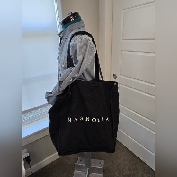 MAGNOLIA BLACK COTTON TOTE BAG WACO TEXAS HGTV SILOS TRAVEL VACATION WOMEN OS - Picture 5 of 15